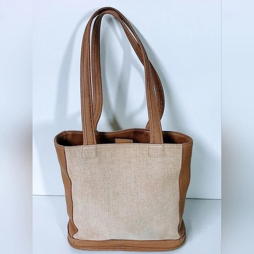Coach 6122 Bleeker Tan Leather & Canvas Tote – Vintage, Made in USA EUC